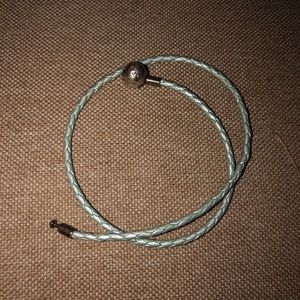 Light mint Pandora double leather bracelet